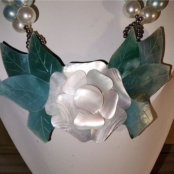 1970's Lee Sands Vintage Mother Of Pearl Inlay Flower 20" - Picture 5 of 9